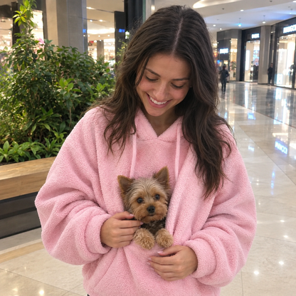 PawTopPal pink sling pouch hoodie with puppy